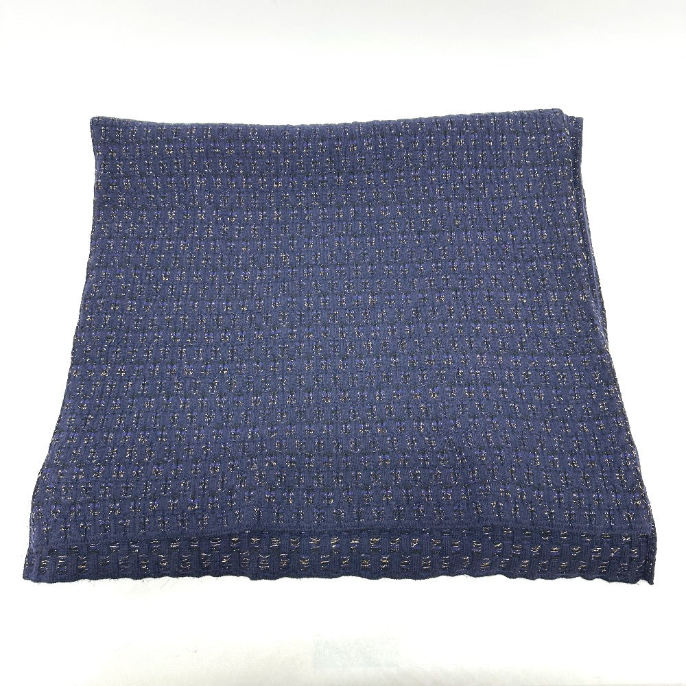 Chanel Scarf Cashmere Blue Coco Mark Braid