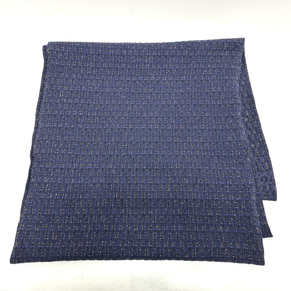 Chanel Scarf Cashmere Blue Coco Mark Braid