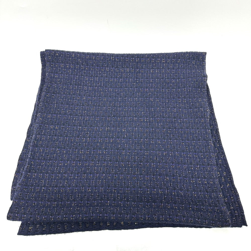 Chanel Scarf Cashmere Blue Coco Mark Braid