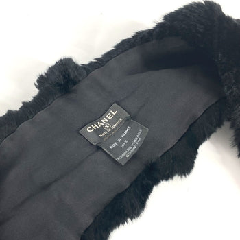 Chanel Scarf Fur Black Fur
