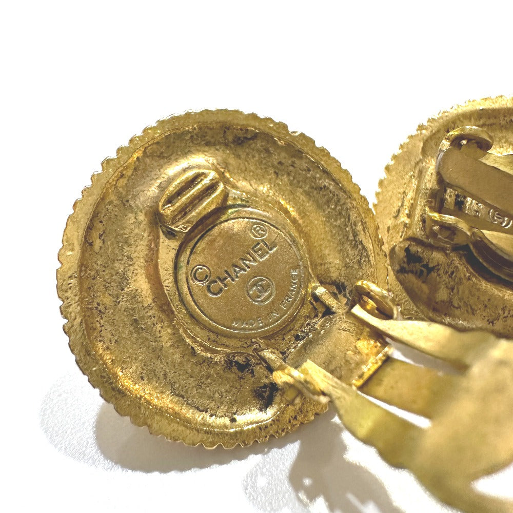Chanel Earring Metal Gold Clear Stone Women