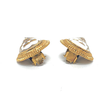 Chanel Earring Metal Gold Clear Stone Women