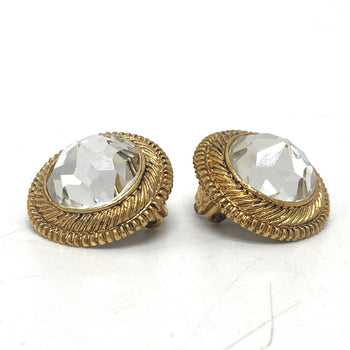 Chanel Earring Metal Gold Clear Stone Women