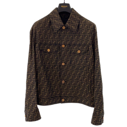 Fendi Tailored Jacket Polyester, Cotton Brown Zucca Pattern Medusa Jacquard Blazer Jacket Fendace