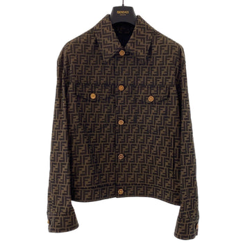 Fendi Tailored Jacket Polyester, Cotton Brown Zucca Pattern Medusa Jacquard Blazer Jacket Fendace