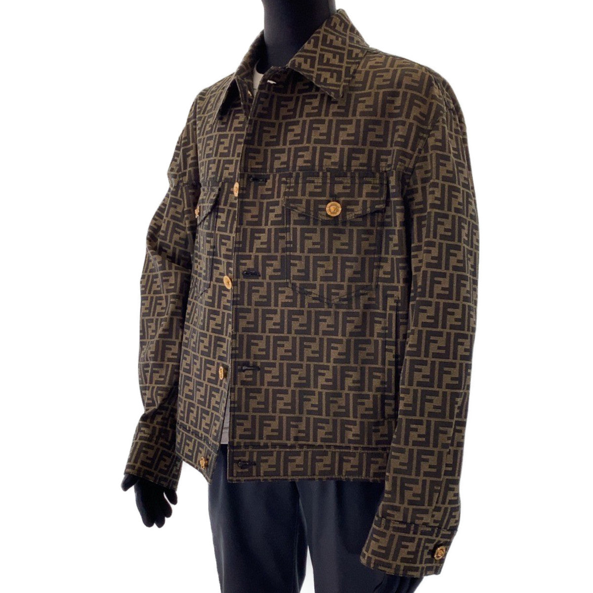 Fendi Tailored Jacket Polyester, Cotton Brown Zucca Pattern Medusa Jacquard Blazer Jacket Fendace