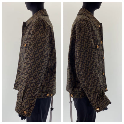 Fendi Tailored Jacket Polyester, Cotton Brown Zucca Pattern Medusa Jacquard Blazer Jacket Fendace