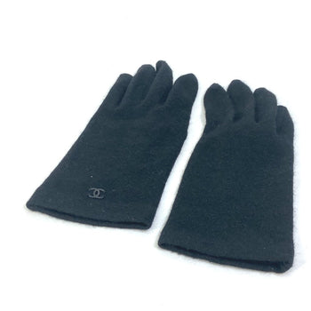 Chanel Glove Silk Black Cc Coco Mark Women
