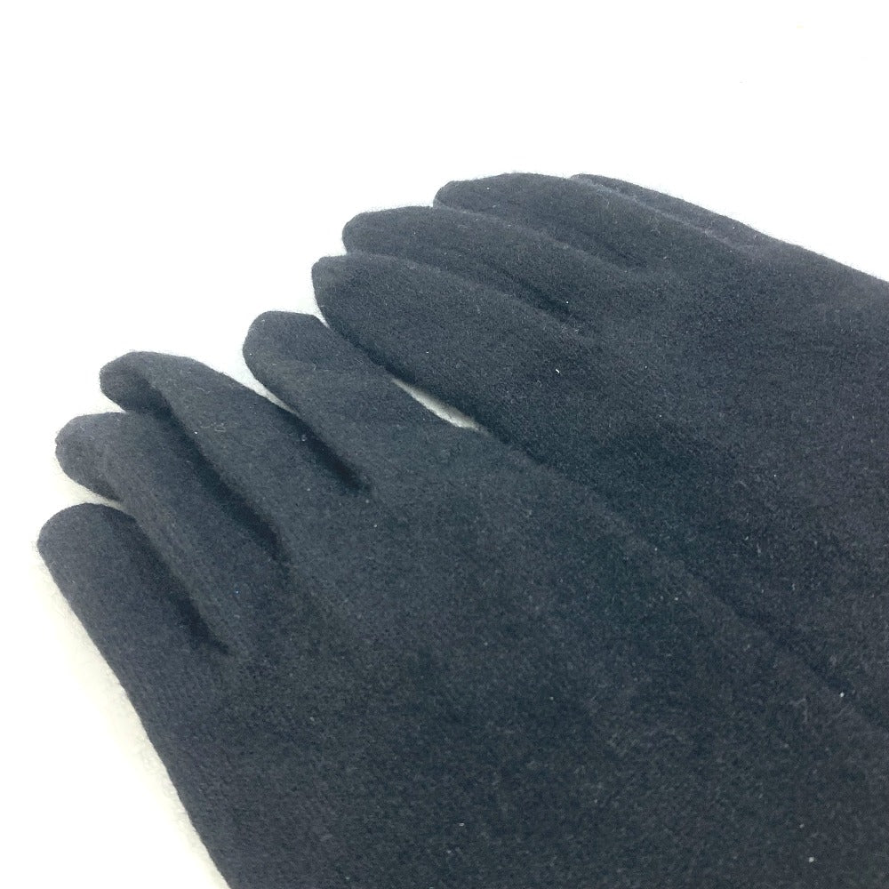 Chanel Glove Silk Black Cc Coco Mark Women