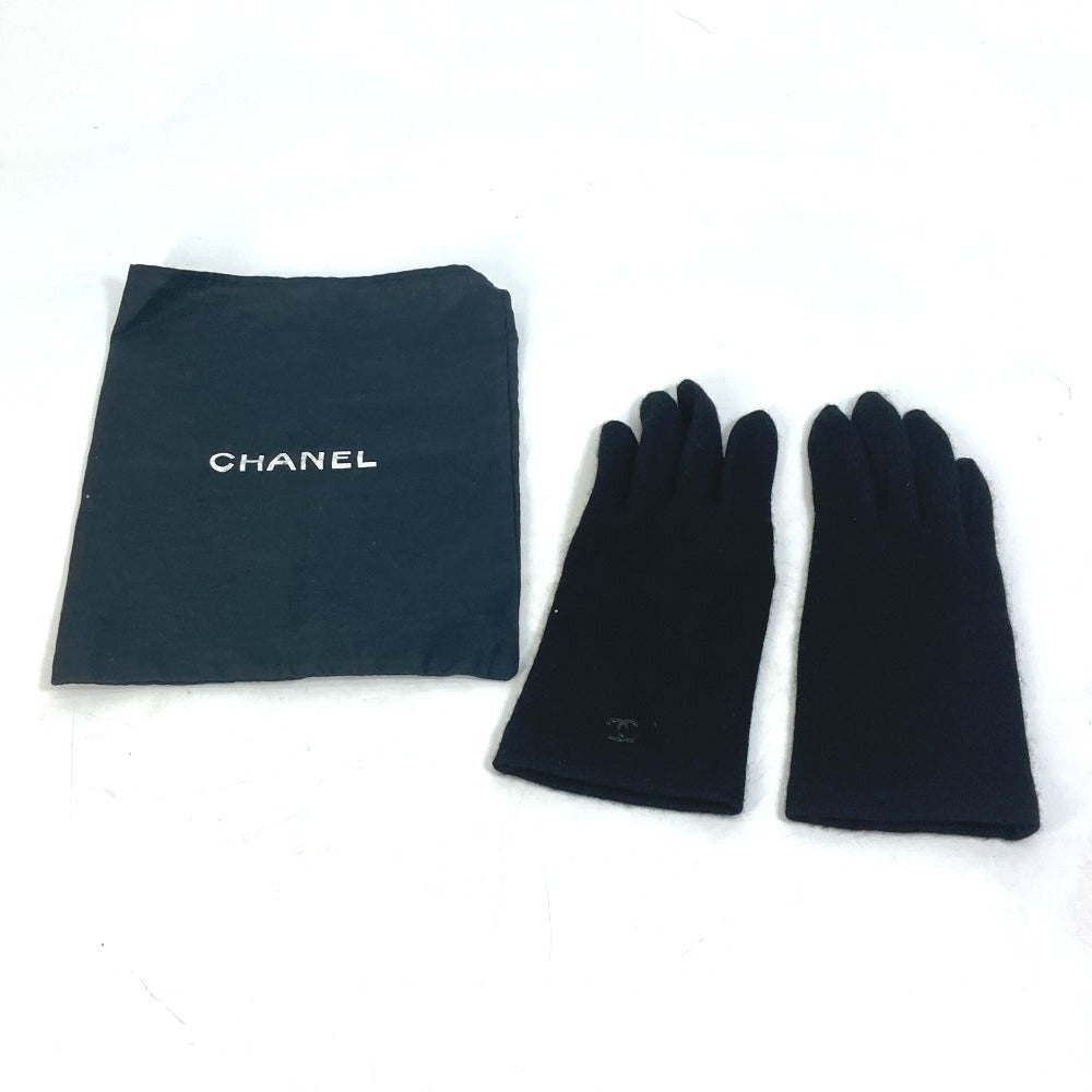 Chanel Glove Silk Black Cc Coco Mark Women