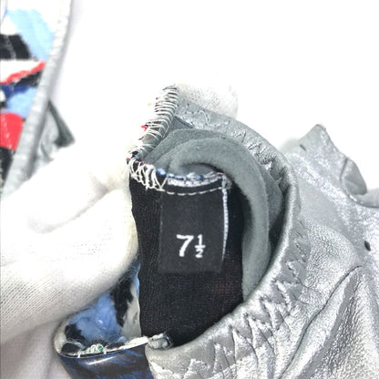 Chanel Glove Leather Silver 16S Gloves Cc Coco Mark Women