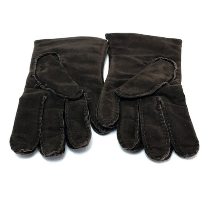 Chanel Glove Lambskin, Suede, (Inner) Cashmere Dark Brown Chocolate Bar Leather Gloves Women 7