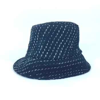 Chanel Hat Cotton, Polyester Black 23P Glitter Cc Coco Mark Women M