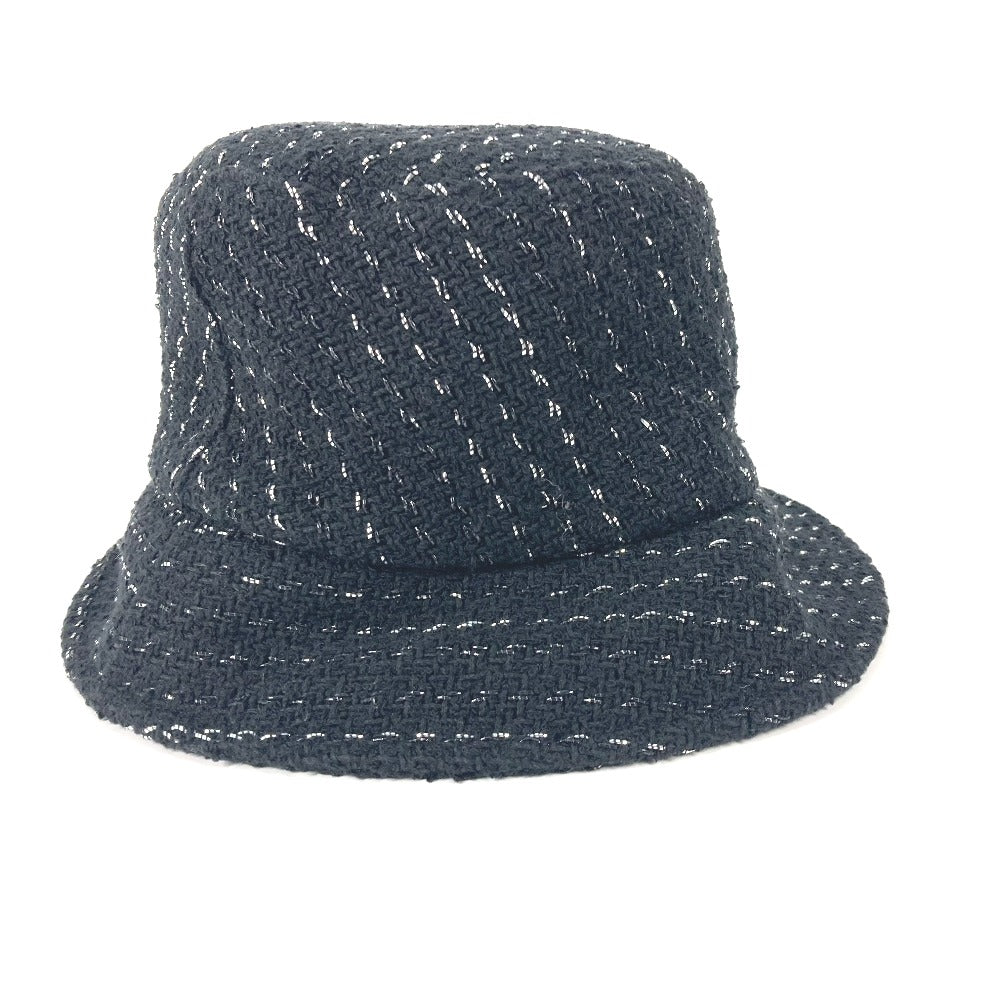 Chanel Hat Cotton, Polyester Black 23P Glitter Cc Coco Mark Women M