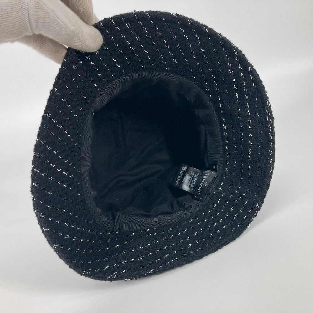 Chanel Hat Cotton, Polyester Black 23P Glitter Cc Coco Mark Women M