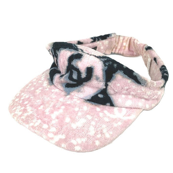 Chanel Sun Visor Cotton Pink Pile Cc Coco Mark Women