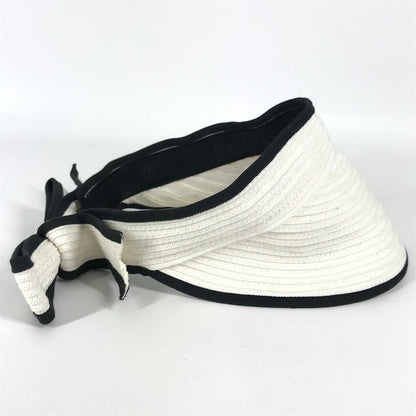 Chanel Sun Visor Raffia White 22P Cc Coco Mark Ribbon M