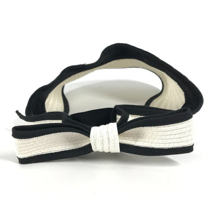 Chanel Sun Visor Raffia White 22P Cc Coco Mark Ribbon M