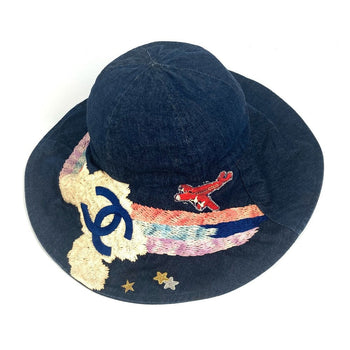 Chanel Hat Cotton Blue Denim Night Flight L