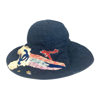 Chanel Hat Cotton Blue Denim Night Flight L