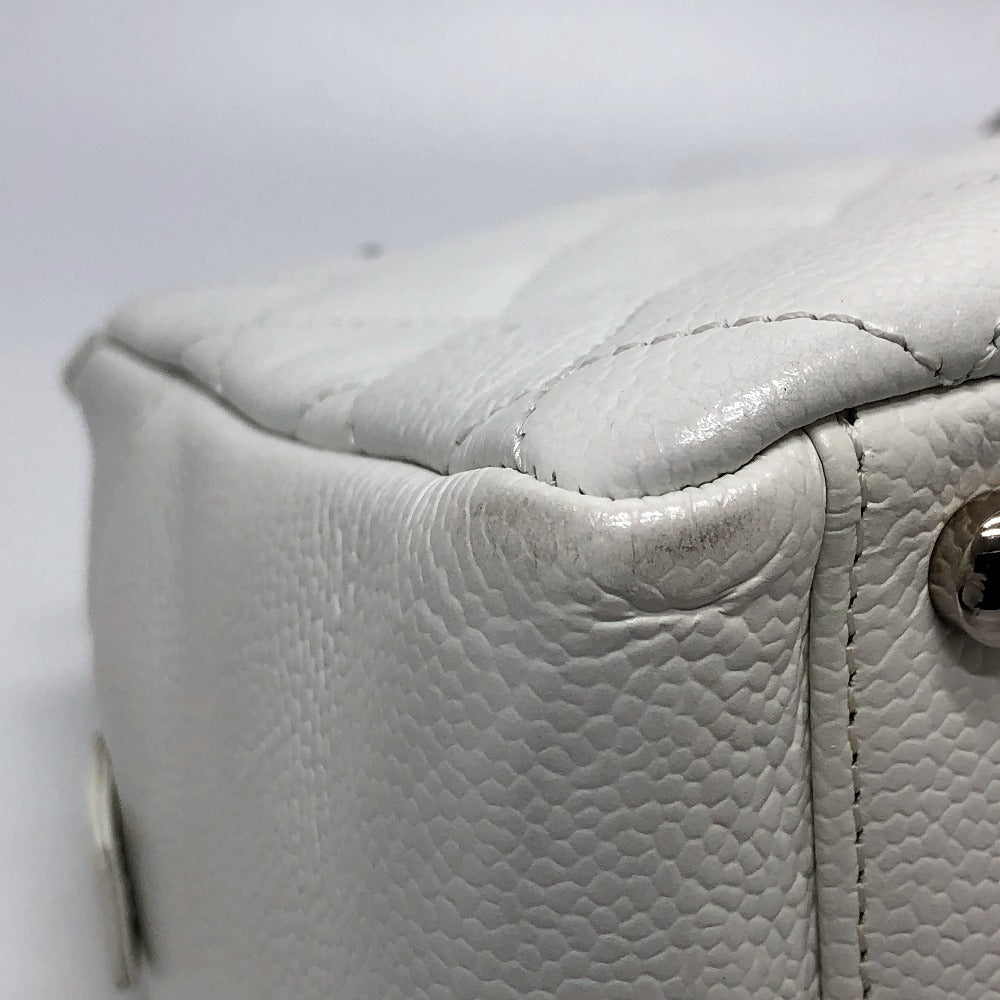 Chanel Handbag Caviar Skin White Cc Coco Mark Matelasse