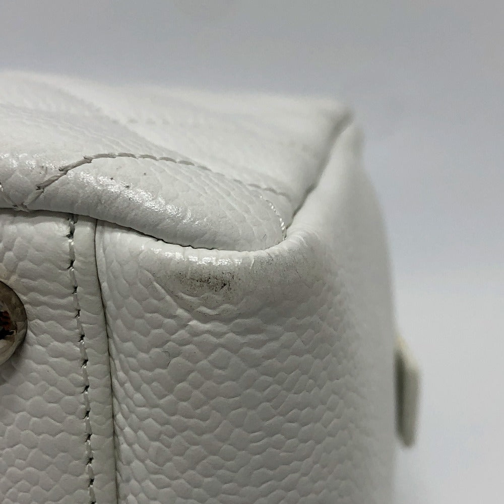 Chanel Handbag Caviar Skin White Cc Coco Mark Matelasse