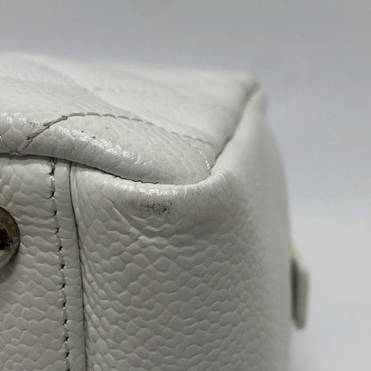 Chanel Handbag Caviar Skin White Cc Coco Mark Matelasse