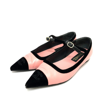 Chanel Pumps G39604 Lambskin, Velour Pink 22K Merry Jane Women 38