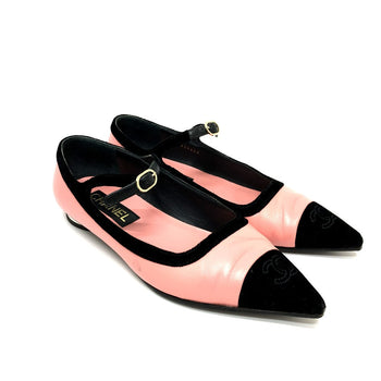 Chanel Pumps G39604 Lambskin, Velour Pink 22K Merry Jane Women 38
