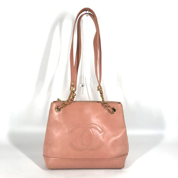 Chanel Tote Bag Leather Pink Shoulder Bag Cc Coco Mark Women