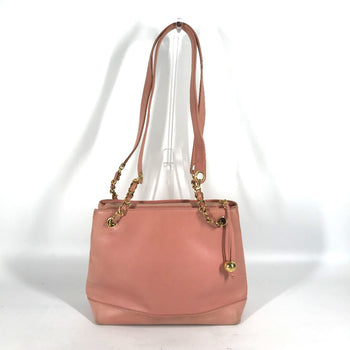 Chanel Tote Bag Leather Pink Shoulder Bag Cc Coco Mark Women