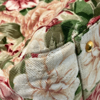 Chanel Tote Bag Canvas Pink Floral Flower Cc Coco Mark Women