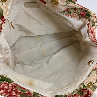 Chanel Tote Bag Canvas Pink Floral Flower Cc Coco Mark Women