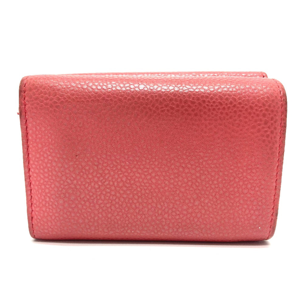 Chanel Trifold Wallet A70796 Caviar Skin Salmon Pink Cc Coco Mark W Hook Wallet Small Flap Wallet