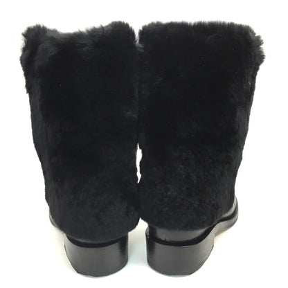 Chanel Boots G31196 Leather Black Cc Coco Mark 15B Women 38