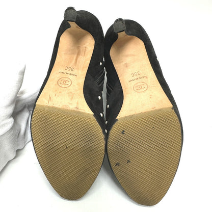 Chanel Boots G G33426 Suede Black Pearl Dot Women 36C