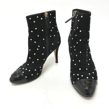 Chanel Boots G G33426 Suede Black Pearl Dot Women 36C