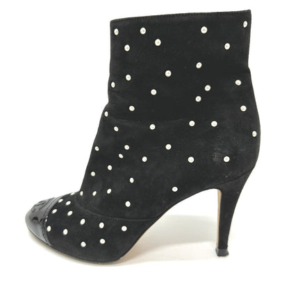 Chanel Boots G G33426 Suede Black Pearl Dot Women 36C