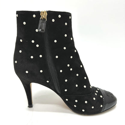 Chanel Boots G G33426 Suede Black Pearl Dot Women 36C