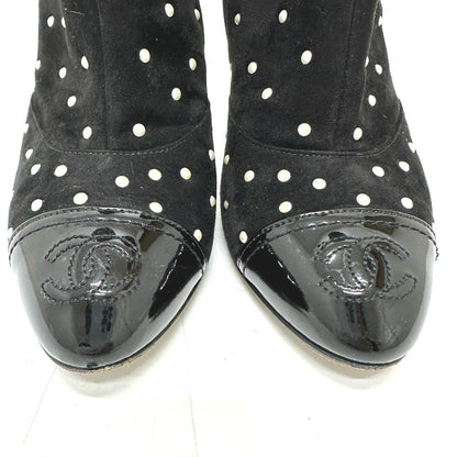 Chanel Boots G G33426 Suede Black Pearl Dot Women 36C