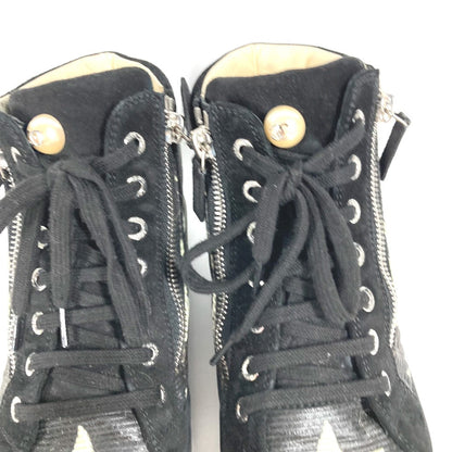 Chanel Sneakers G30243 Canvas / Leather Black 14A Star Fake Pearl Zip Star Women 35