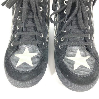 Chanel Sneakers G30243 Canvas / Leather Black 14A Star Fake Pearl Zip Star Women 35
