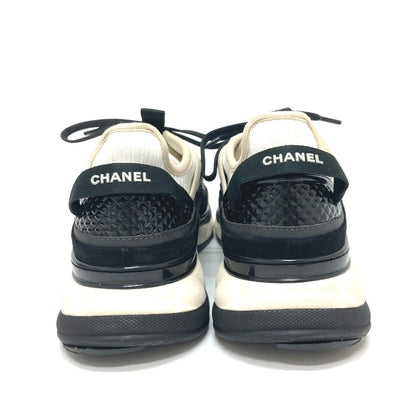 Chanel Sneakers G46260 Suede Black 25C Spindle Coco Mark Women 38