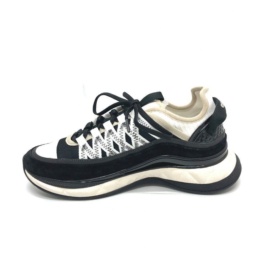 Chanel Sneakers G46260 Suede Black 25C Spindle Coco Mark Women 38