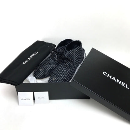 Chanel Sneakers Tweed Black Cc Coco Mark 15P 37 1/2 C