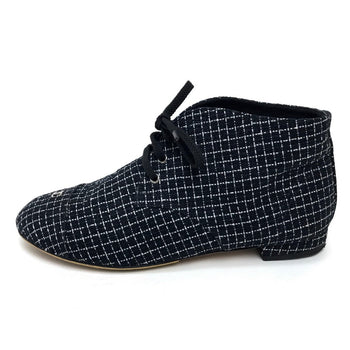 Chanel Sneakers Tweed Black Cc Coco Mark 15P 37 1/2 C