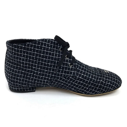 Chanel Sneakers Tweed Black Cc Coco Mark 15P 37 1/2 C