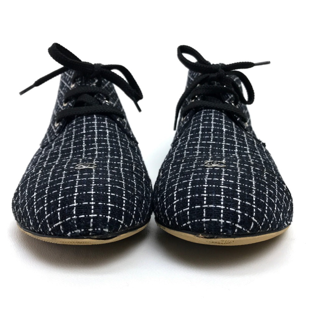 Chanel Sneakers Tweed Black Cc Coco Mark 15P 37 1/2 C