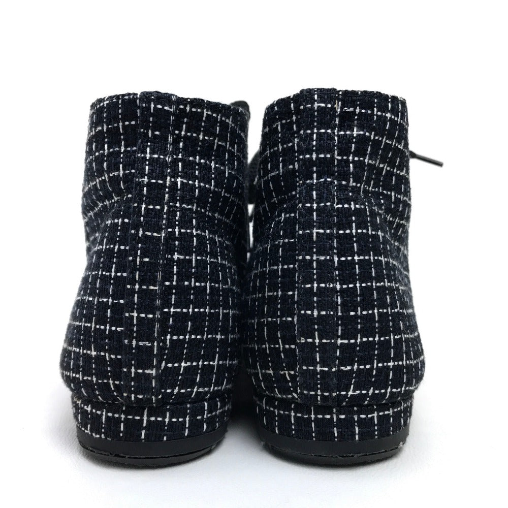 Chanel Sneakers Tweed Black Cc Coco Mark 15P 37 1/2 C