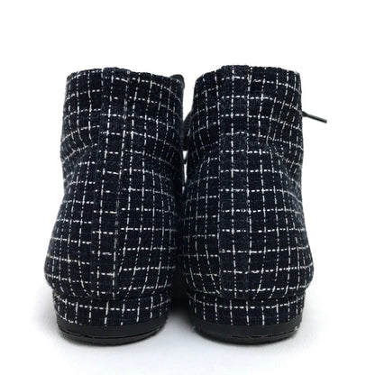 Chanel Sneakers Tweed Black Cc Coco Mark 15P 37 1/2 C